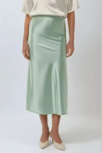 Hiccup High Waist Satin Midi Skirt - Image 2