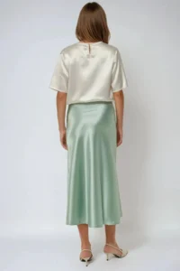 Hiccup High Waist Satin Midi Skirt - Image 3