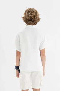 DeFacto Boy's Oversize Wide Fit Polo Neck Muslin Short Sleeve Shirt W3239a624hs - Image 7