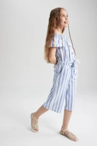 DeFacto Girl's Wide Leg Striped Linen Trousers W6742a623sm - Image 6