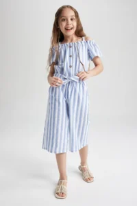 DeFacto Girl's Wide Leg Striped Linen Trousers W6742a623sm - Image 7