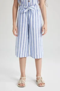 DeFacto Girl's Wide Leg Striped Linen Trousers W6742a623sm - Image 8