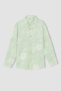 DeFacto Boys' linen look Long Sleeve Shirt