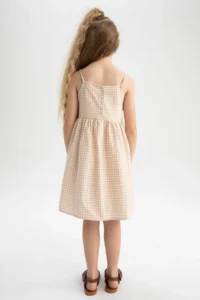 DeFacto Girl's Regular Fit Patterned Strappy Summer Poplin Dress - Image 5