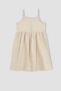 DeFacto Girl's Regular Fit Patterned Strappy Summer Poplin Dress - Image 6