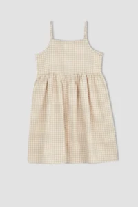 DeFacto Girl's Regular Fit Patterned Strappy Summer Poplin Dress - Image 8