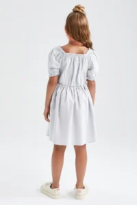 DeFacto Girl's Short Sleeve Cotton Linen Look Dress W7755a622sm - Image 6
