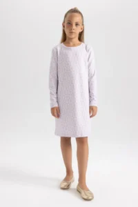 DeFacto Girl's Crew Neck Floral Long Sleeve Dress W8754a622sp - Image 2