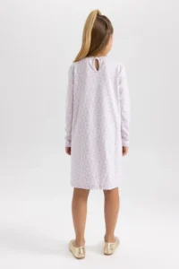 DeFacto Girl's Crew Neck Floral Long Sleeve Dress W8754a622sp - Image 5