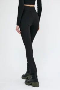 Domoda Black High Waist Front Slit Wide Leg Thickening Winter Tights - Image 5