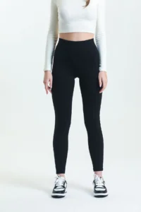 Domoda High Waist Slim Skinny Stretchy Knitted Black Leggings Trousers - Image 5