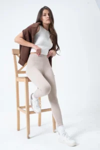 Domoda Beige, Fleece Inside, Elastic, Raised, Ribbed, Combining Interlock Winter Knitted Tights @verona - Image 4