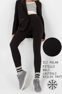 Domoda Black Fleece Inside, Elastic, Raised, Ribbed, Combining Interlock Winter Knitted Tights