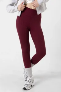 Domoda Burgundy Interlock Winter Knitted Tights with Fleece Inside, Elastic, Raised, Ribbed, Combining Interlock @verona - Image 2