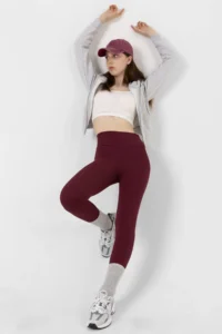 Domoda Burgundy Interlock Winter Knitted Tights with Fleece Inside, Elastic, Raised, Ribbed, Combining Interlock @verona - Image 3