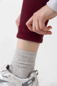 Domoda Burgundy Interlock Winter Knitted Tights with Fleece Inside, Elastic, Raised, Ribbed, Combining Interlock @verona - Image 4