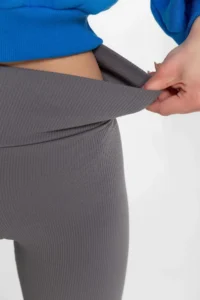 Domoda Gray Interlock Winter Knitted Tights with Fleece Inside, Elastic, Raised, Ribbed, Reinforcement - Image 3