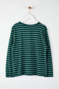 Trendyol Curve Green Striped Regular/Normal Pattern Basic Crew Neck Knitting T-Shirt - Image 4