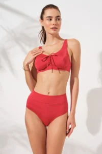 Pierre Cardin Red Gathered Underwire Bikini Set, Foldable, High Waist Detailed, Useful - Image 4