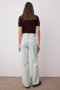 TRENDYOLMİLLA Mavi High Waist Wide Leg Wide Leg 100% Cotton Non-Stretch jeans - Image 4