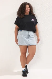 Trendyol Curve Black Galaxy Printed Oversized Fit Plus Size T-Shirt - Image 3