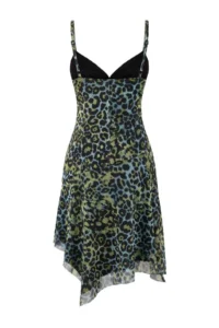 TRENDYOLMİLLA Multicolored animals Tulle Sleeveless Asymmetric Kesim Lined Elegant/Evening Dress - Image 7