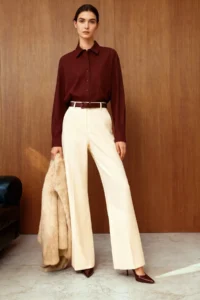 TRENDYOLMİLLA Dark Burgundy Single with pocket Boyfriend/Wide Pattern Cotton Weaving Shirt