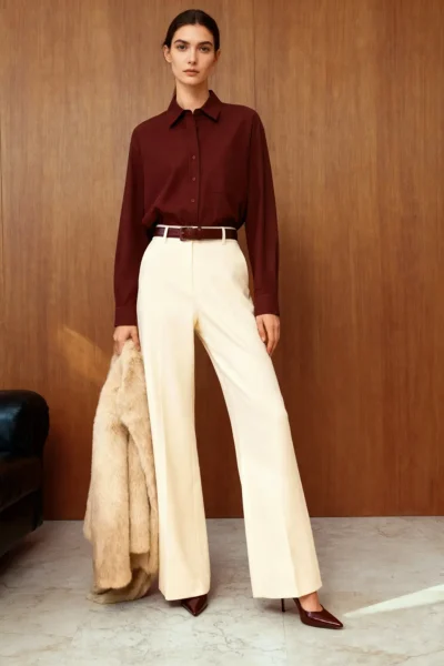 TRENDYOLMİLLA Dark Burgundy Single with pocket Boyfriend/Wide Pattern Cotton Weaving Shirt