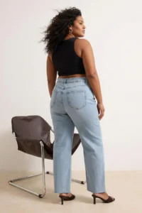Trendyol Curve Light Blue High Waist Wide Leg comfort/Middle Flexible Wide Leg plus size jeans - Image 2