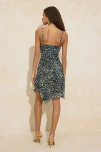 TRENDYOLMİLLA Multicolored animals Tulle Sleeveless Asymmetric Kesim Lined Elegant/Evening Dress - Image 5