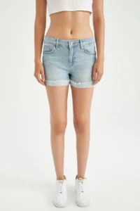 DeFacto Regular Waist folded Hem Jeans Shorts X3508az22sm