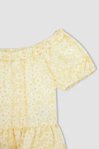 DeFacto Girls' Crop Floral Patterned Short Sleeve Blouse - Image 7