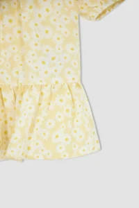 DeFacto Girls' Crop Floral Patterned Short Sleeve Blouse - Image 8