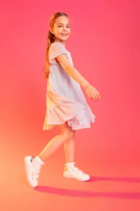 DeFacto Girl's Crew Neck Short Sleeve Silvery Combed Cotton Dress X3859a622sm - Image 3