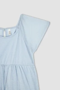 DeFacto Girl's Crew Neck Short Sleeve Silvery Combed Cotton Dress X3859a622sm - Image 6