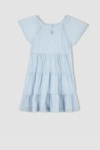 DeFacto Girl's Crew Neck Short Sleeve Silvery Combed Cotton Dress X3859a622sm - Image 8
