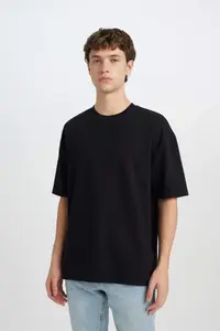 DeFacto Oversize Wide Fit Crew Neck Short Sleeve Basic Plain Heavy Fabric T-Shirt X3926az25sp
