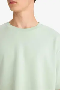 DeFacto Oversize Wide Fit Non-Iron Crew Neck Short Sleeved Basic Plain Heavy Fabric T-Shirt - Image 5