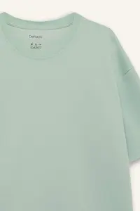 DeFacto Oversize Wide Fit Non-Iron Crew Neck Short Sleeved Basic Plain Heavy Fabric T-Shirt - Image 8
