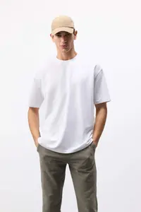 DeFacto Oversize Wide Fit Crew Neck Short Sleeve Basic Plain Heavy Fabric T-Shirt X3926az25sp - Image 2
