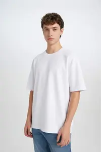 DeFacto Oversize Wide Fit Crew Neck Short Sleeve Basic Plain Heavy Fabric T-Shirt X3926az25sp - Image 7