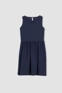 DeFacto Girl's Relax Fit Sleeveless Cotton Combed Summer Dress