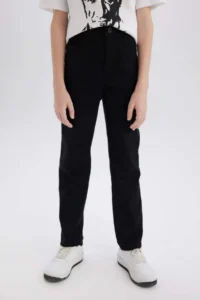 DeFacto Boys' Black Gabardine Pants X4224a622sm - Image 7