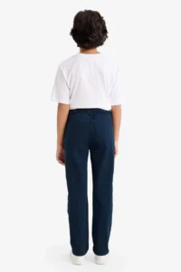 DeFacto Boy's Navy Blue Straight Leg Gabardine Basic Straight Trousers - Image 5