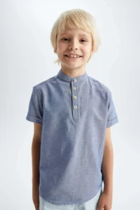 DeFacto Boys' Half Turtleneck Short Sleeve Shirt
