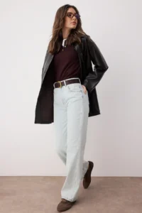 TRENDYOLMİLLA Mavi High Waist Wide Leg Wide Leg 100% Cotton Non-Stretch jeans - Image 2