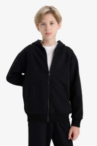 DeFacto Boys' Hooded Thick Cardigan