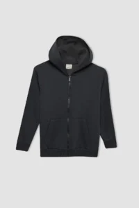 DeFacto Boy's Anthracite Basic Plain Hooded Zippered School Cardigan X7382a624au - Image 5