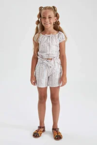 DeFacto Girls' Patterned Short Sleeve Blouse - Image 2