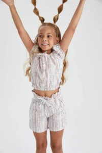 DeFacto Girls' Patterned Short Sleeve Blouse - Image 3